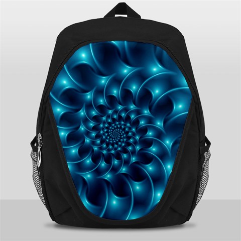 Glossy Light Blue Spiral Fractal Backpack Bag from ArtsNow.com Front