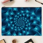 Glossy Light Blue Spiral Fractal Cosmetic Bag (XXXL)