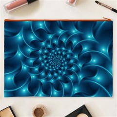 Glossy Light Blue Spiral Fractal Cosmetic Bag (XXXL) from ArtsNow.com Back