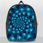 Glossy Light Blue Spiral Fractal School Bag (XL)