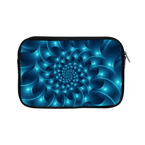 Glossy Light Blue Spiral Fractal Apple iPad Mini Zipper Case from ArtsNow.com Front