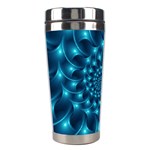 Glossy Light Blue Spiral Fractal Stainless Steel Travel Tumbler