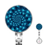 Glossy Light Blue Spiral Fractal Stainless Steel Nurses Watch