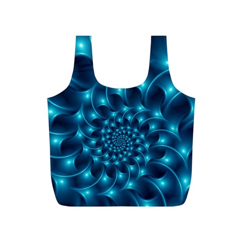 Glossy Light Blue Spiral Fractal Full Print Recycle Bag (S) from ArtsNow.com Front