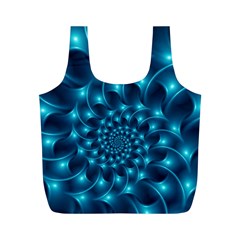 Glossy Light Blue Spiral Fractal Full Print Recycle Bag (M) from ArtsNow.com Front