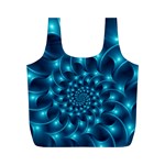 Glossy Light Blue Spiral Fractal Full Print Recycle Bag (M)