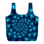 Glossy Light Blue Spiral Fractal Full Print Recycle Bag (L)