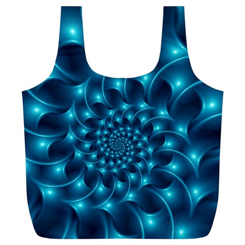 Glossy Light Blue Spiral Fractal Full Print Recycle Bag (XL) from ArtsNow.com Front