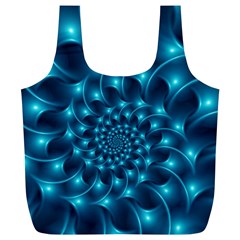 Glossy Light Blue Spiral Fractal Full Print Recycle Bag (XL) from ArtsNow.com Front