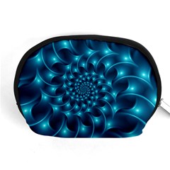 Glossy Light Blue Spiral Fractal Accessory Pouch (Medium) from ArtsNow.com Front