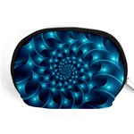 Glossy Light Blue Spiral Fractal Accessory Pouch (Medium)