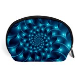 Glossy Light Blue Spiral Fractal Accessory Pouch (Large)