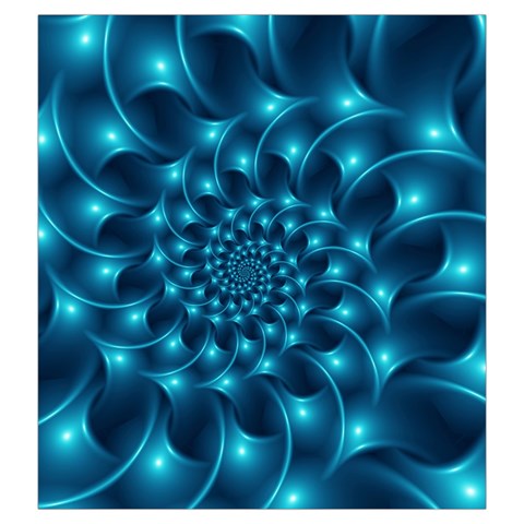 Glossy Light Blue Spiral Fractal Drawstring Pouch (Large) from ArtsNow.com Back