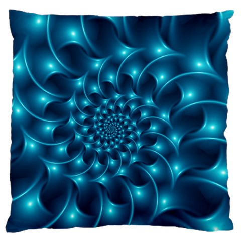 Glossy Light Blue Spiral Fractal Large Flano Cushion Case (One Side) from ArtsNow.com Front