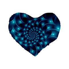 Glossy Light Blue Spiral Fractal Standard 16  Premium Flano Heart Shape Cushion  from ArtsNow.com Front