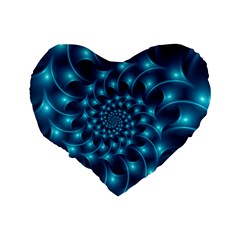 Glossy Light Blue Spiral Fractal Standard 16  Premium Flano Heart Shape Cushion  from ArtsNow.com Back