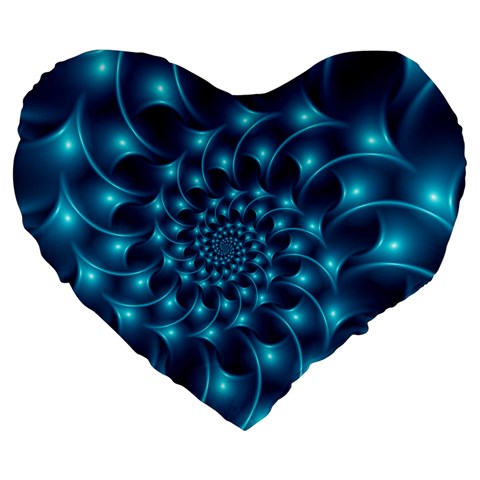 Glossy Light Blue Spiral Fractal Large 19  Premium Flano Heart Shape Cushion from ArtsNow.com Front