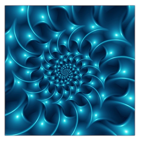 Glossy Light Blue Spiral Fractal Large Satin Scarf (Square) from ArtsNow.com Front