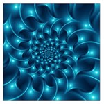 Glossy Light Blue Spiral Fractal Large Satin Scarf (Square)