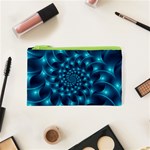 Glossy Light Blue Spiral Fractal Cosmetic Bag (XS)