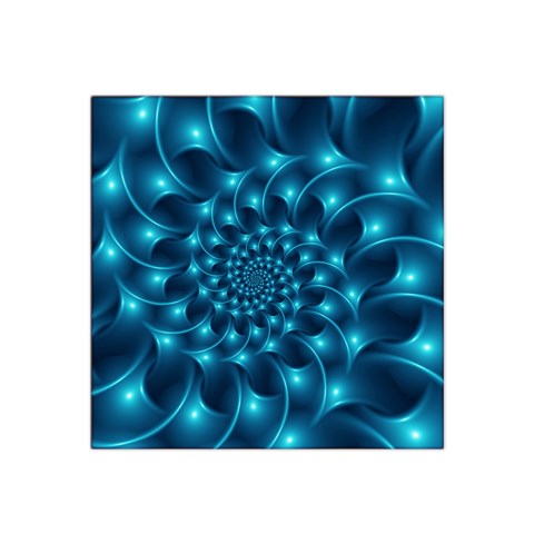 Glossy Light Blue Spiral Fractal Satin Bandana Scarf from ArtsNow.com Front