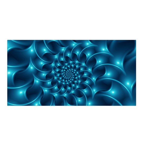 Glossy Light Blue Spiral Fractal Satin Shawl from ArtsNow.com Front