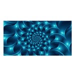 Glossy Light Blue Spiral Fractal Satin Shawl