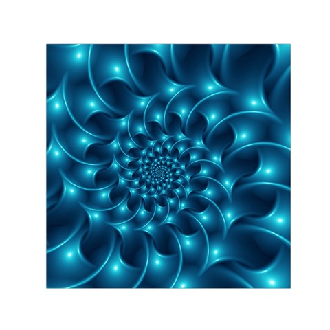 Glossy Light Blue Spiral Fractal Small Satin Scarf (Square) from ArtsNow.com Front