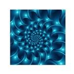 Glossy Light Blue Spiral Fractal Small Satin Scarf (Square)