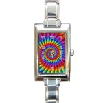 Psychedelic Rainbow Spiral Rectangle Italian Charm Watch