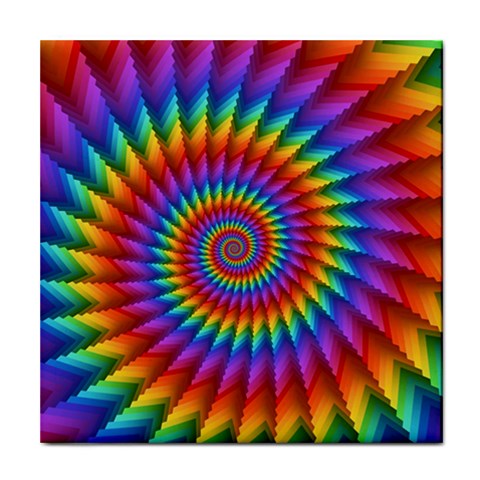 Psychedelic Rainbow Spiral Tile Coaster from ArtsNow.com Front