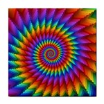 Psychedelic Rainbow Spiral Tile Coaster