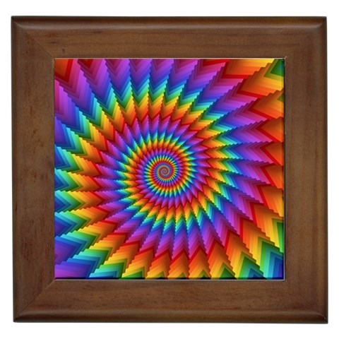 Psychedelic Rainbow Spiral Framed Tile from ArtsNow.com Front