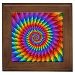 Psychedelic Rainbow Spiral Framed Tile