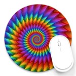 Psychedelic Rainbow Spiral Round Mousepad