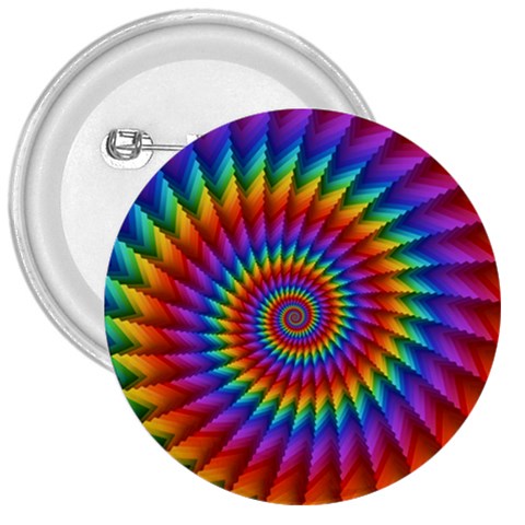 Psychedelic Rainbow Spiral 3  Button from ArtsNow.com Front