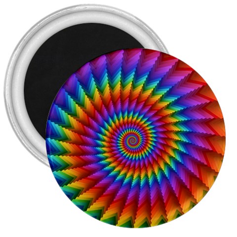 Psychedelic Rainbow Spiral 3  Magnet from ArtsNow.com Front