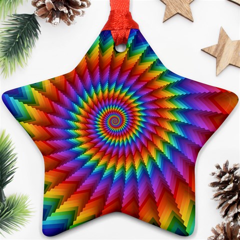 Psychedelic Rainbow Spiral Ornament (Star) from ArtsNow.com Front