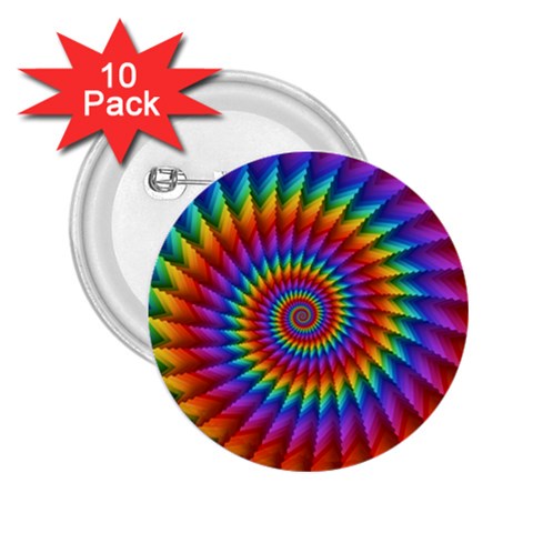 Psychedelic Rainbow Spiral 2.25  Button (10 pack) from ArtsNow.com Front