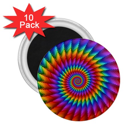 Psychedelic Rainbow Spiral 2.25  Magnet (10 pack) from ArtsNow.com Front