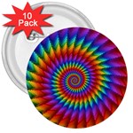 Psychedelic Rainbow Spiral 3  Button (10 pack)