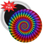 Psychedelic Rainbow Spiral 3  Magnet (10 pack)