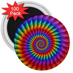 Psychedelic Rainbow Spiral 3  Magnet (100 pack)