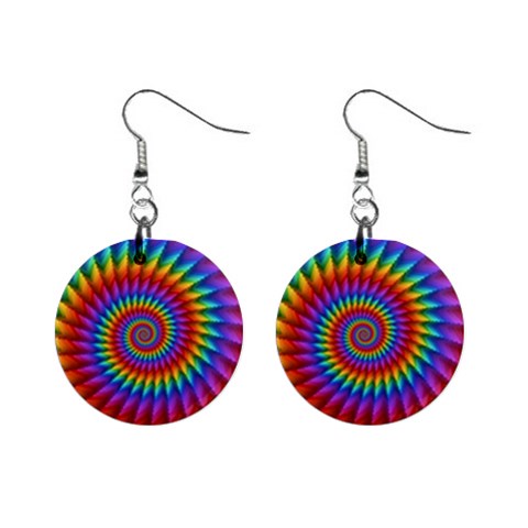 Psychedelic Rainbow Spiral 1  Button Earrings from ArtsNow.com Front