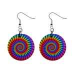 Psychedelic Rainbow Spiral 1  Button Earrings