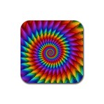 Psychedelic Rainbow Spiral Rubber Coaster (Square)