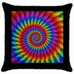 Psychedelic Rainbow Spiral Throw Pillow Case (Black)