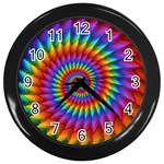 Psychedelic Rainbow Spiral Wall Clock (Black)