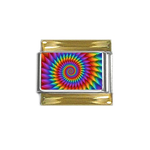 Psychedelic Rainbow Spiral Gold Trim Italian Charm (9mm) from ArtsNow.com Front