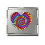 Psychedelic Rainbow Spiral Mega Link Heart Italian Charm (18mm)